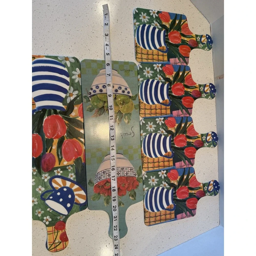 Home Essentials Melamine Floral & Fruit Platter Serving‎ Chopping Tray Set Of 6
